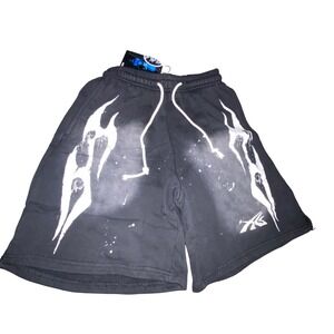 Hellstar Flame Shorts Bleach Splatter Graphic Sweatshorts‎ Made in LA Medium NWT